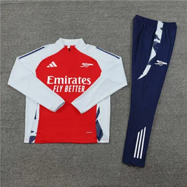 24-25 Arsenal red with white half zipper training tracksuit size S-2XL