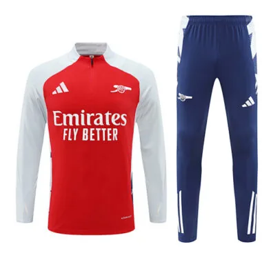 24-25 Arsenal red with white half zipper training tracksuit size S-2XL