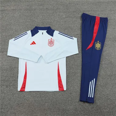 24-25 Spain light blue with red stripe half zipper training tracksuit size S-2XL