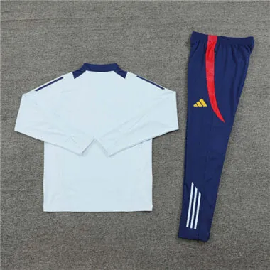 24-25 Spain light blue with red stripe half zipper training tracksuit size S-2XL