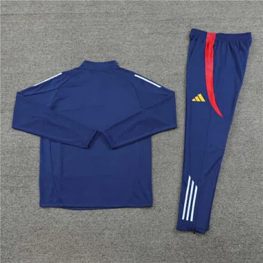 24-25 Spain navy blue with red half zipper training tracksuit size S-2XL