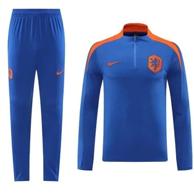 24-25 Netherlands color blue with orange half zipper training tracksuit size S-2XL