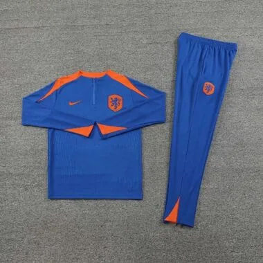 24-25 Netherlands color blue with orange half zipper training tracksuit size S-2XL