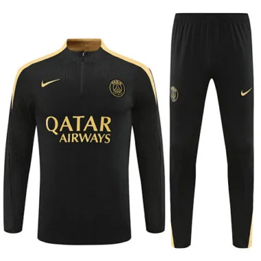 player version 24-25 PS G black with gold half zipper training tracksuit size S-2XL