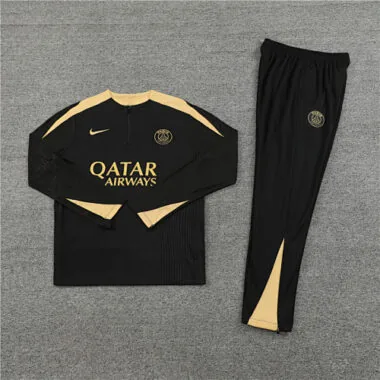 player version 2024/25 PS G black with gold half zipper training tracksuit size