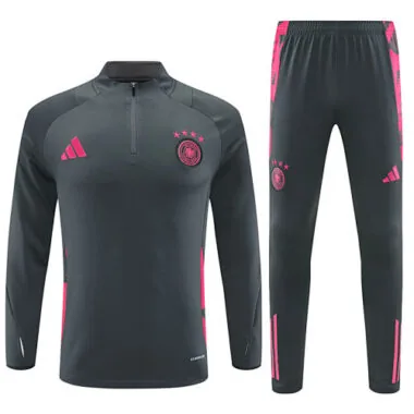24-25 Germany dark gray with pink half zipper training tracksuit size S-2XL