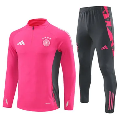 24-25 Germany pink with gray half zipper training tracksuit size S-2XL