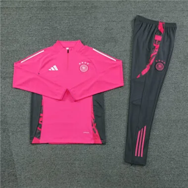 24-25 Germany pink with gray half zipper training tracksuit size S-2XL