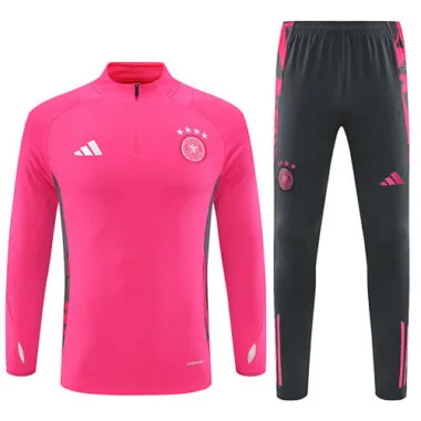 24-25 Germany pink with gray half zipper training tracksuit size S-2XL
