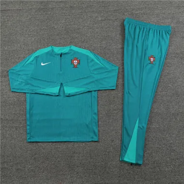 player version 24-25 Portugal green half zipper training tracksuit size S-2XL