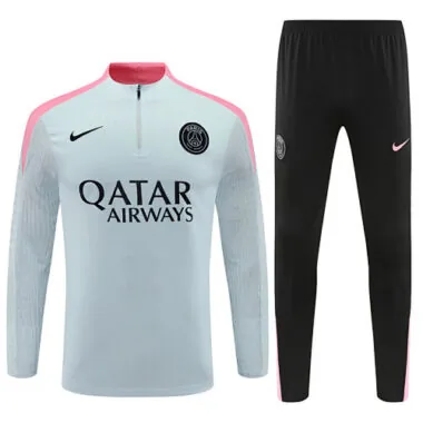 player version 24-25 PS G light gray with pink half zipper training tracksuit size S-2XL