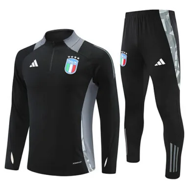 24-25 Italy black with gray half zipper training tracksuit size S-2XL