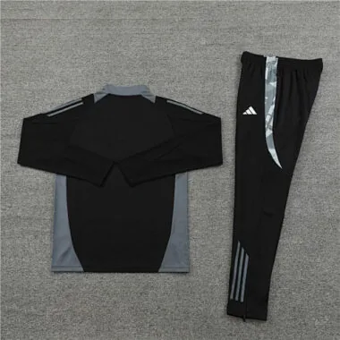 24-25 Italy black with gray half zipper training tracksuit size S-2XL