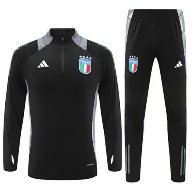 24-25 Italy black with gray half zipper training tracksuit size S-2XL