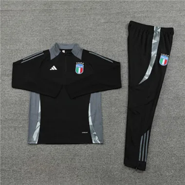24-25 Italy black with gray half zipper training tracksuit size S-2XL