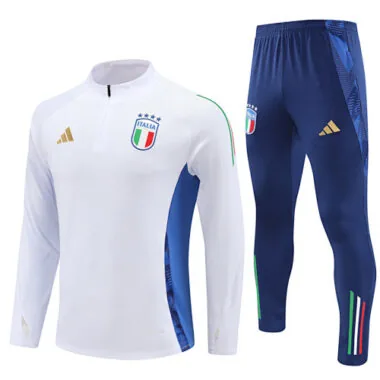24-25 Italy white with blue half zipper training tracksuit size S-2XL