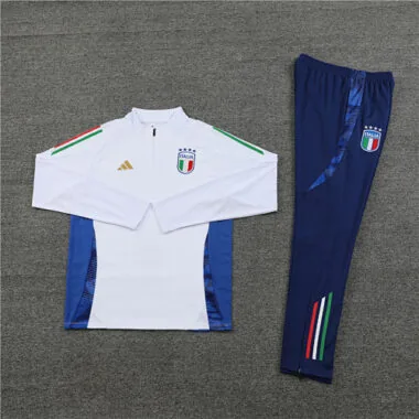 24-25 Italy white with blue half zipper training tracksuit size S-2XL