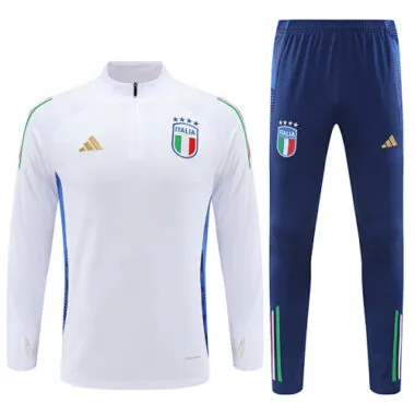24-25 Italy white with blue half zipper training tracksuit size S-2XL