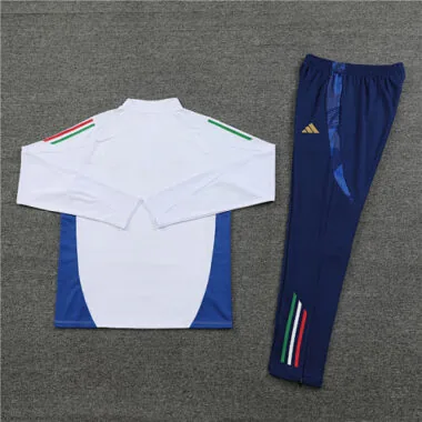 24-25 Italy white with blue half zipper training tracksuit size S-2XL
