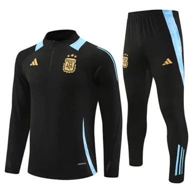 24-25 Argentina black with blue half zipper training tracksuit size S-2XL