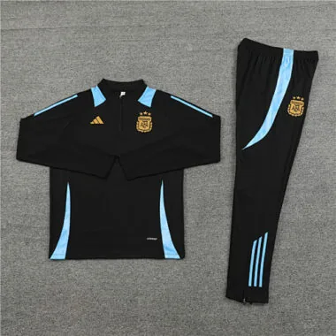 24-25 Argentina black with blue half zipper training tracksuit size S-2XL
