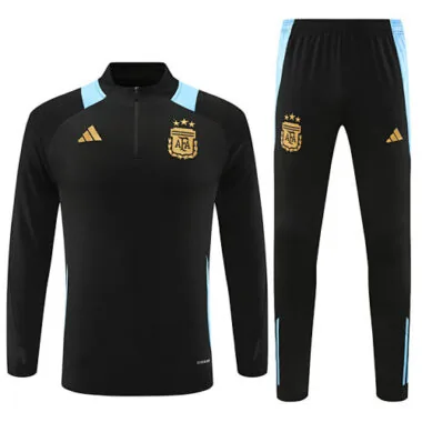 24-25 Argentina black with blue half zipper training tracksuit size S-2XL