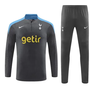 player version 24-25 Tottenham Hotspur dark gray with blue half zipper training tracksuit size S-2XL