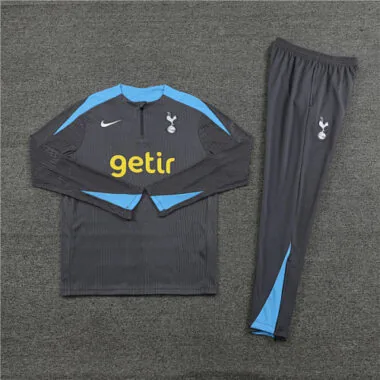 player version 24-25 Tottenham Hotspur dark gray with blue half zipper training tracksuit size S-2XL