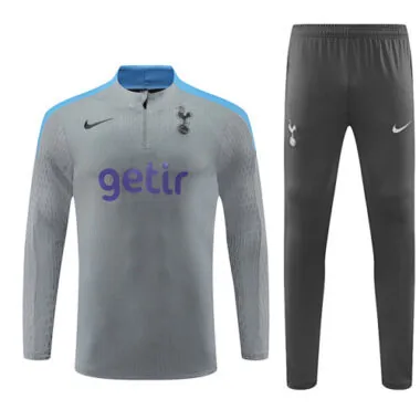 player 24-25 Tottenham Hotspur light gray with blue half zipper training tracksuit size S-2XL