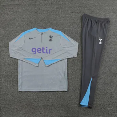player 24-25 Tottenham Hotspur light gray with blue half zipper training tracksuit size S-2XL