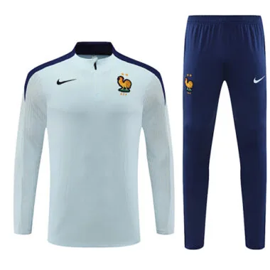 player version 24-25 France light blue with navy blue half zipper training tracksuit size S-2XL