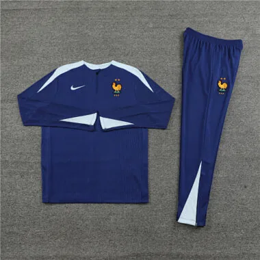 player version 24-25 France navy blue with light blue half zipper training tracksuit size S-2XL