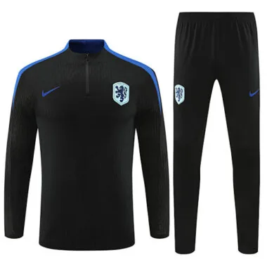player version 24-25 Netherlands black with blue half zipper training tracksuit size S-2XL
