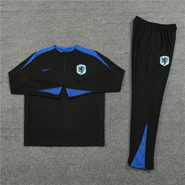 player version 24-25 Netherlands black with blue half zipper training tracksuit size S-2XL