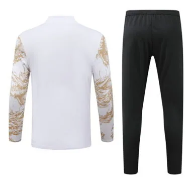 24-25 Real Madrid white with gold half zipper training tracksuit size S-3XL