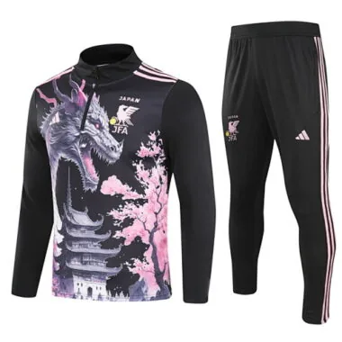 2024 Japan black with pink dragon half zipper training tracksuit size S-3XL