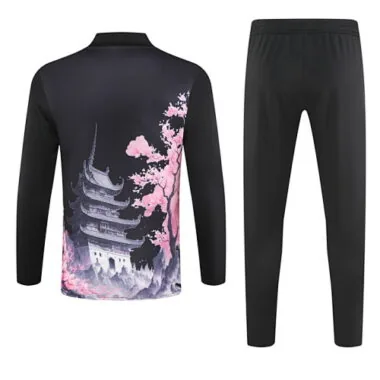 2024 Japan black with pink dragon half zipper training tracksuit size S-3XL