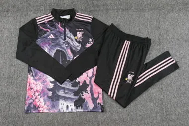 2024 Japan black with pink dragon half zipper training tracksuit size S-3XL