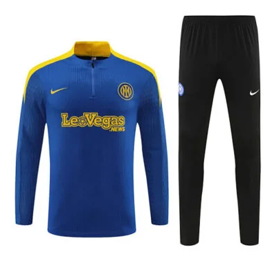 player version 24-25 Inter color blue with yellow half zipper training tracksuit size S-2XL