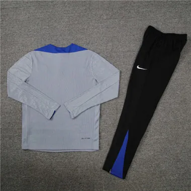 player version 24-25 Inter light gray with blue half zipper training tracksuit size S-2XL