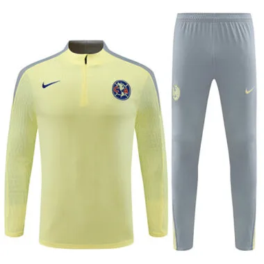player version 24-25 CA light yellow with gray half zipper training tracksuit size S-2XL