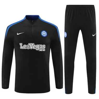 player version 24-25 Inter black with blue half zipper training tracksuit size S-2XL
