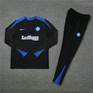 player version 24-25 Inter black with blue half zipper training tracksuit size S-2XL