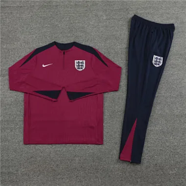 player version 24-25 England red with navy blue half zipper training tracksuit size S-2XL