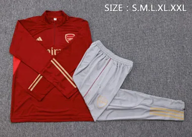 B734# 23-24 Arsenal dark red with gray pants half zipper sweater tracksuit size S-2XL