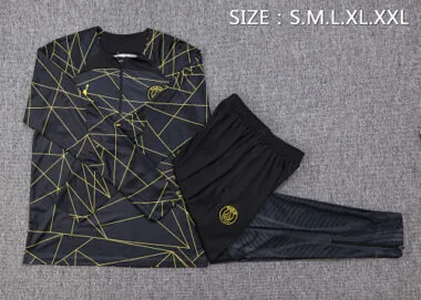 B721# 23-24 PS G Jrdan black with yellow half zipper sweater tracksuit size S-2XL