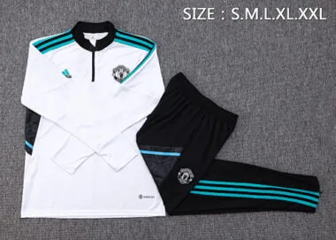 B718# 23-24 Manud white with black half zipper sweater tracksuit size S-2XL