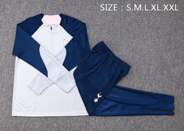 B708# 23-24 Tottenham Hotspur light gray with navy blue half zipper sweater tracksuit size S-2XL
