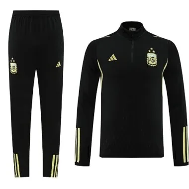 with embossed 2023 Argentina black with yellow half zipper training tracksuit