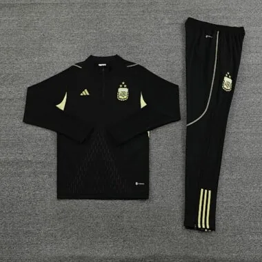 with embossed 2023 Argentina black with yellow half zipper training tracksuit